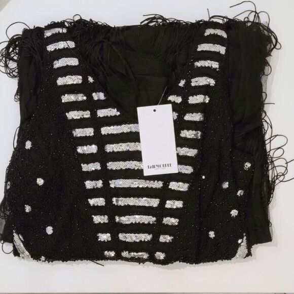 ✨🖤 Flapper Great Gatsby 1920s Retro Tassel Fringe Sequin Black Dress SIZE M NWT - Picture 10 of 17